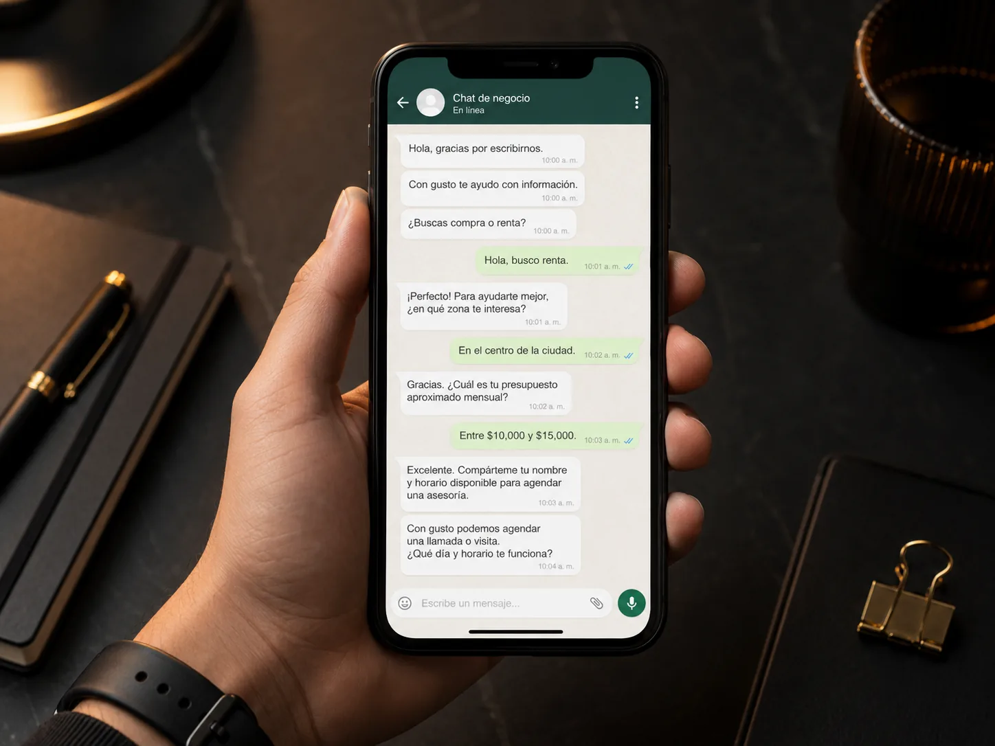 Agente WhatsApp en acción
