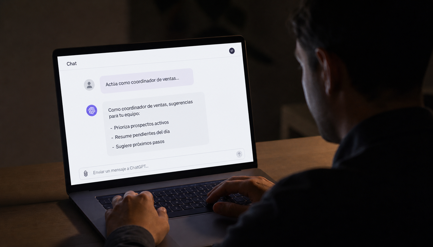 Profesional usando IA como herramienta de trabajo