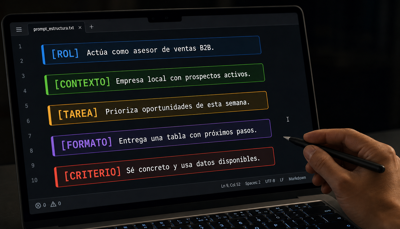 Fórmula de un prompt bien estructurado